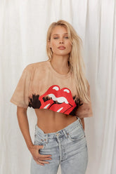 Rolling Stones Tie Dye Classic Crop Tee