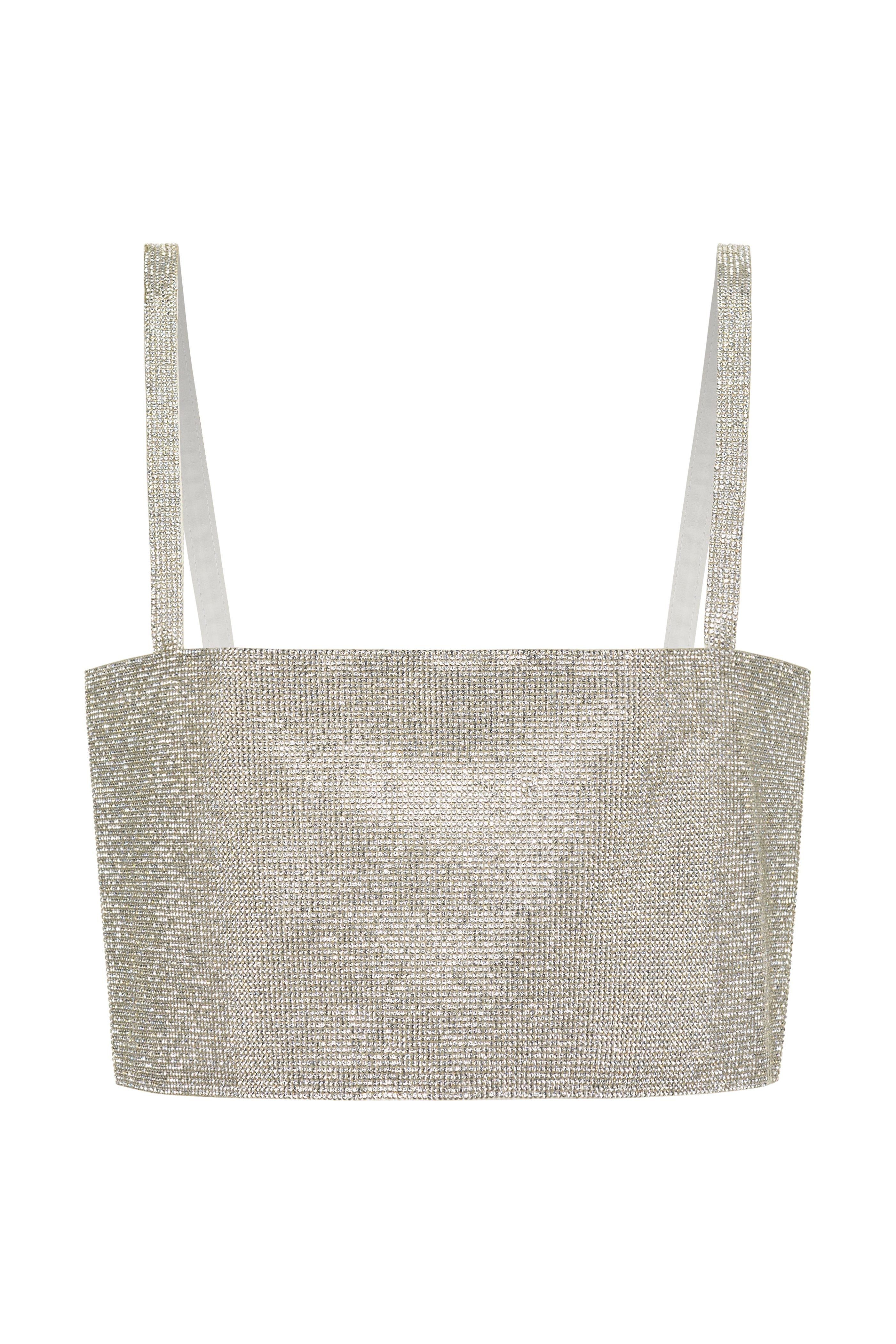 Shira Silver Rhinestone Crop Top