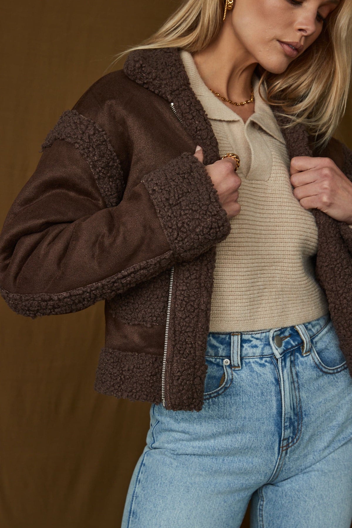 Blame It Brown Sherpa Jacket