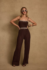 Adella Espresso Shell Trimmed Jumpsuit