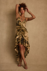 Amira Olive Animal Midi Dress