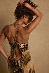 Amira Olive Animal Midi Dress