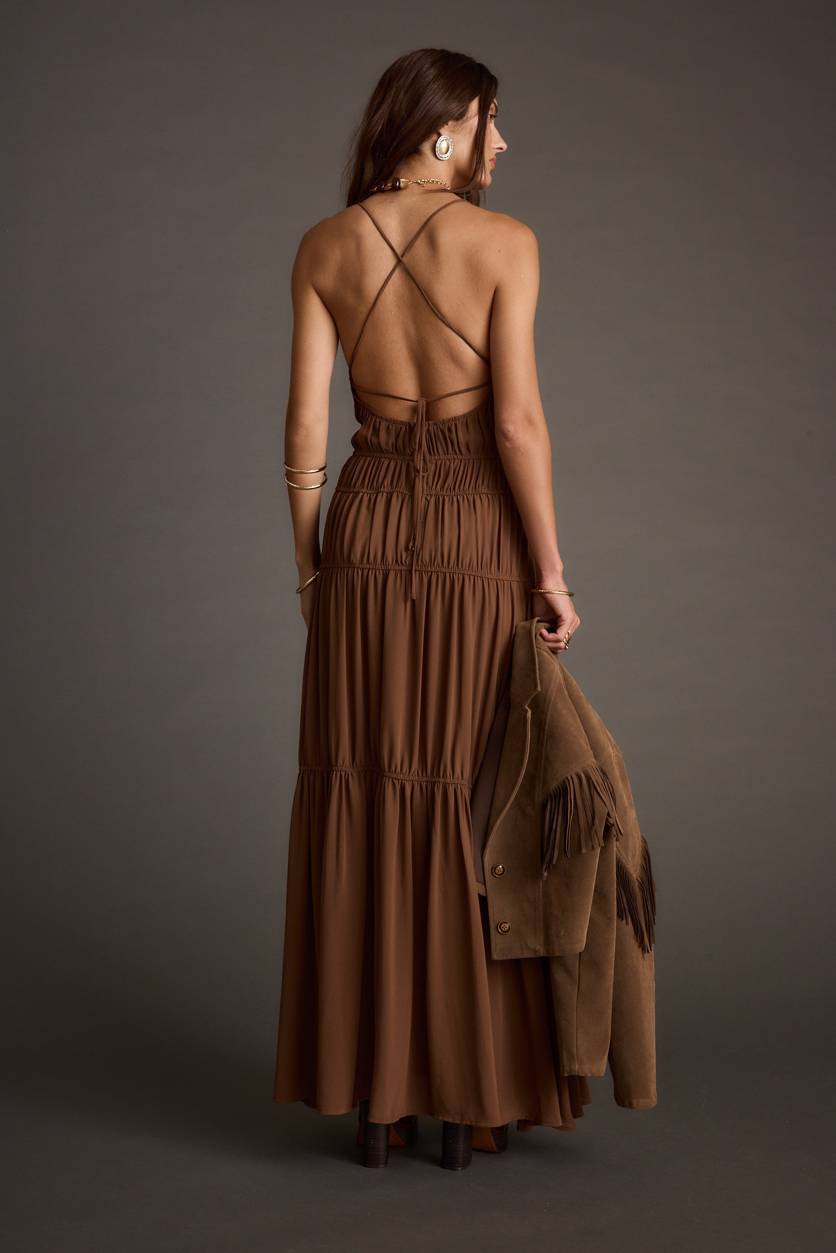 Adelina Mocha Maxi Dress
