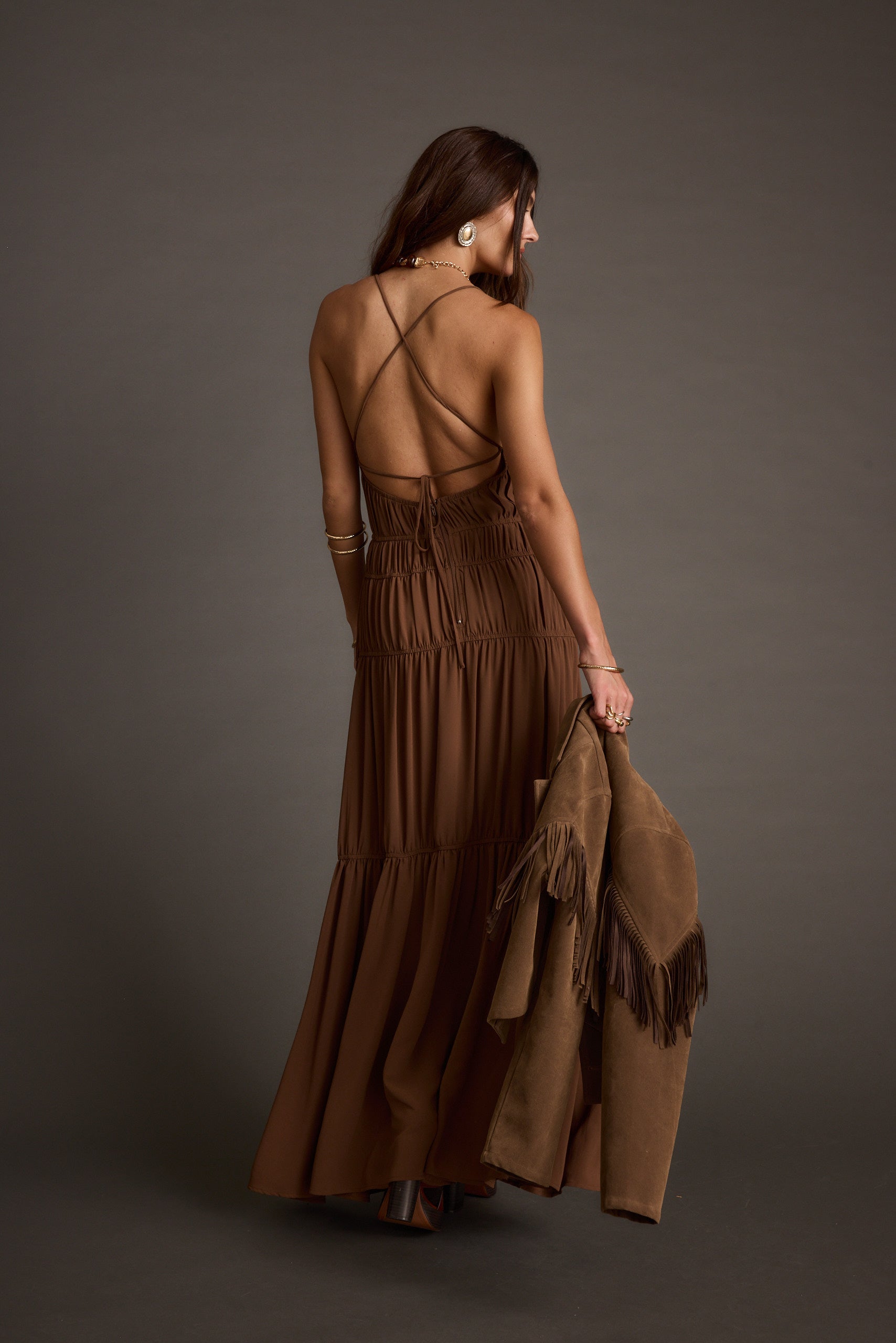 Adelina Mocha Maxi Dress