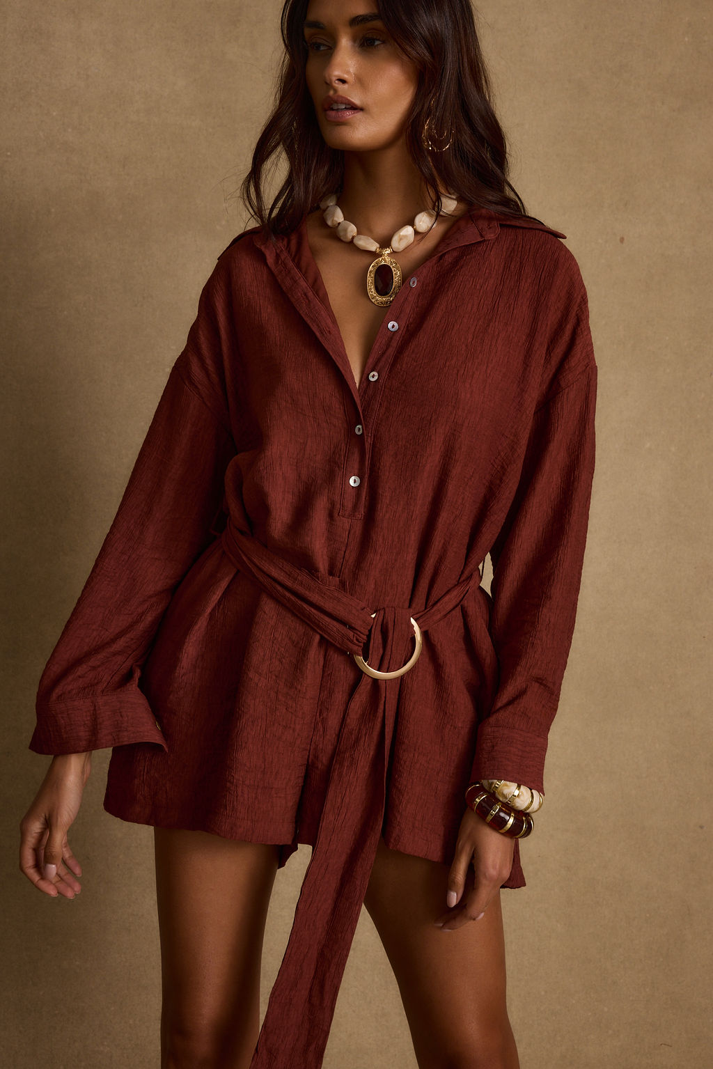 Barcelona Rust Belted Romper