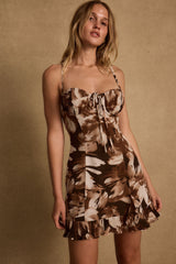 Belle Mocha Floral Mini Dress