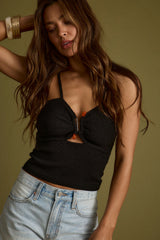 Carmela Black Knit Stone Cami