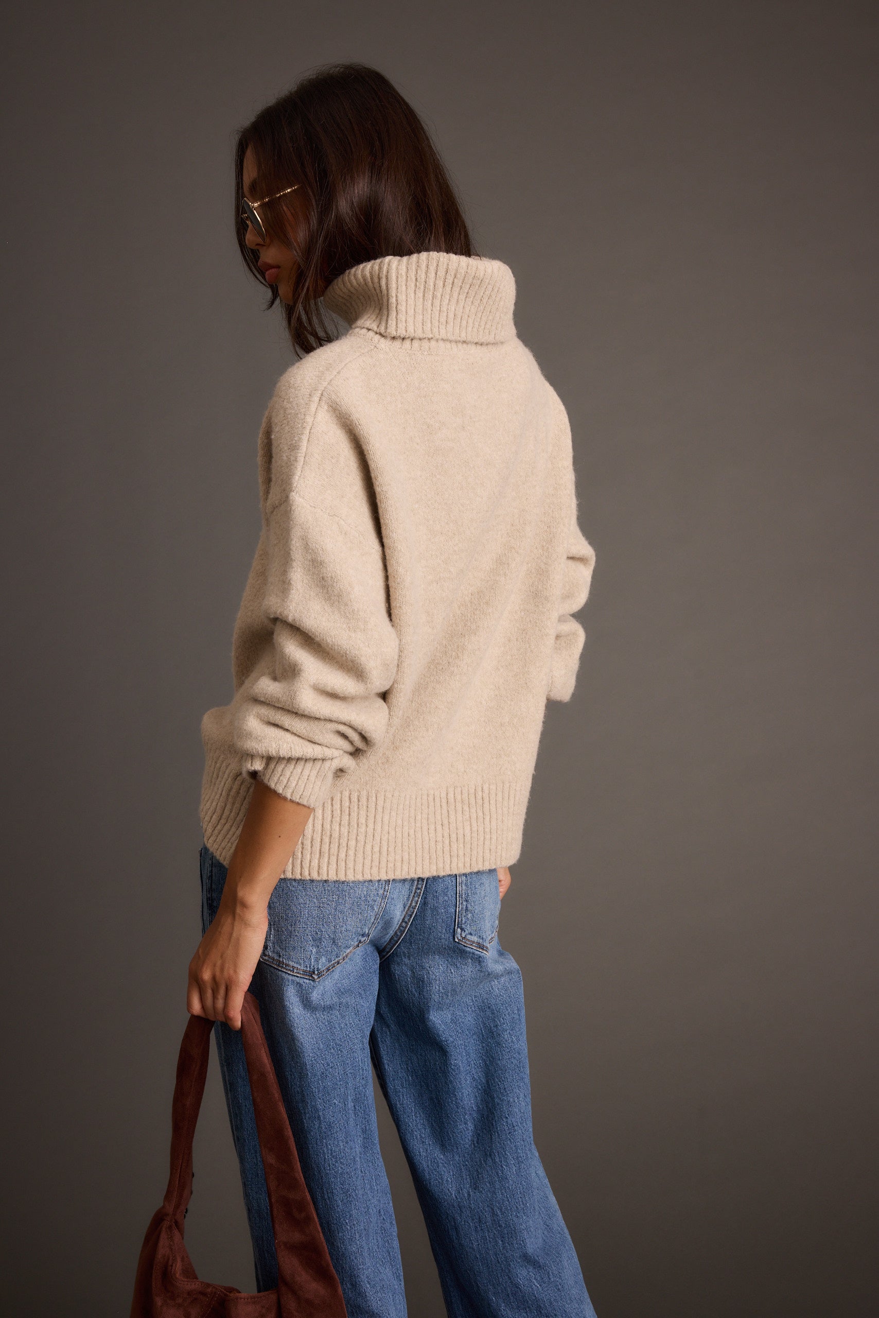 Cedar Oatmeal Oversized Sweater Turtleneck