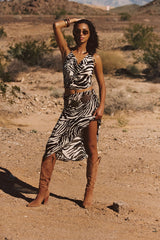Celia Zebra Cowl Neck Tank