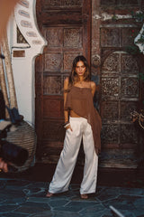Moonlit Kiss Cream Satin Trousers