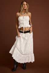 Nomad White Embroidered Maxi Skirt
