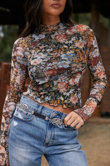 Astrid Floral Mesh Long Sleeve Top