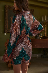 Genevieve Emerald Multi Sequin Button Up