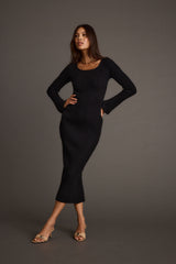 Gwyneth Black Sweater Midi Dress