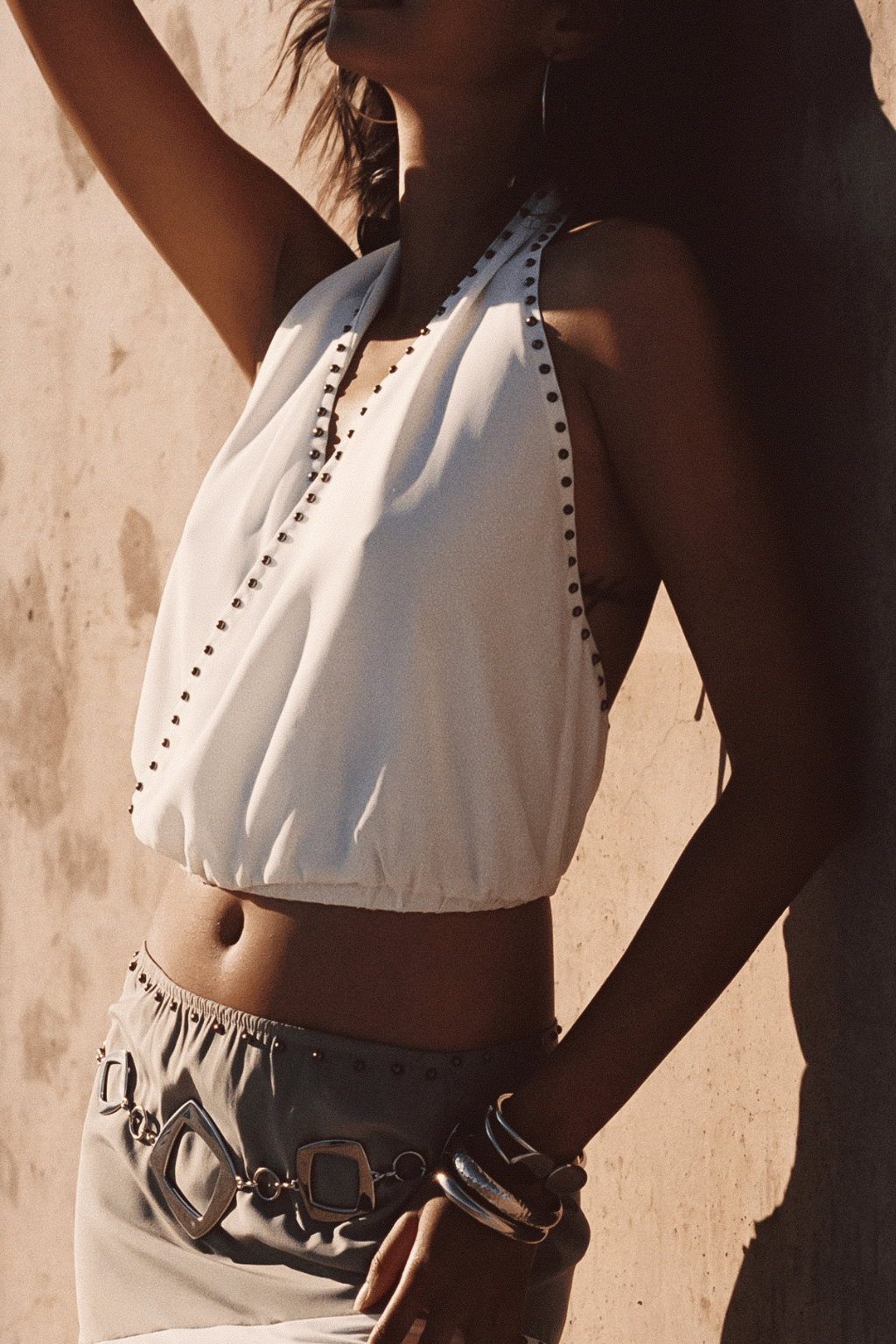 Georgia White Studded Halter Top