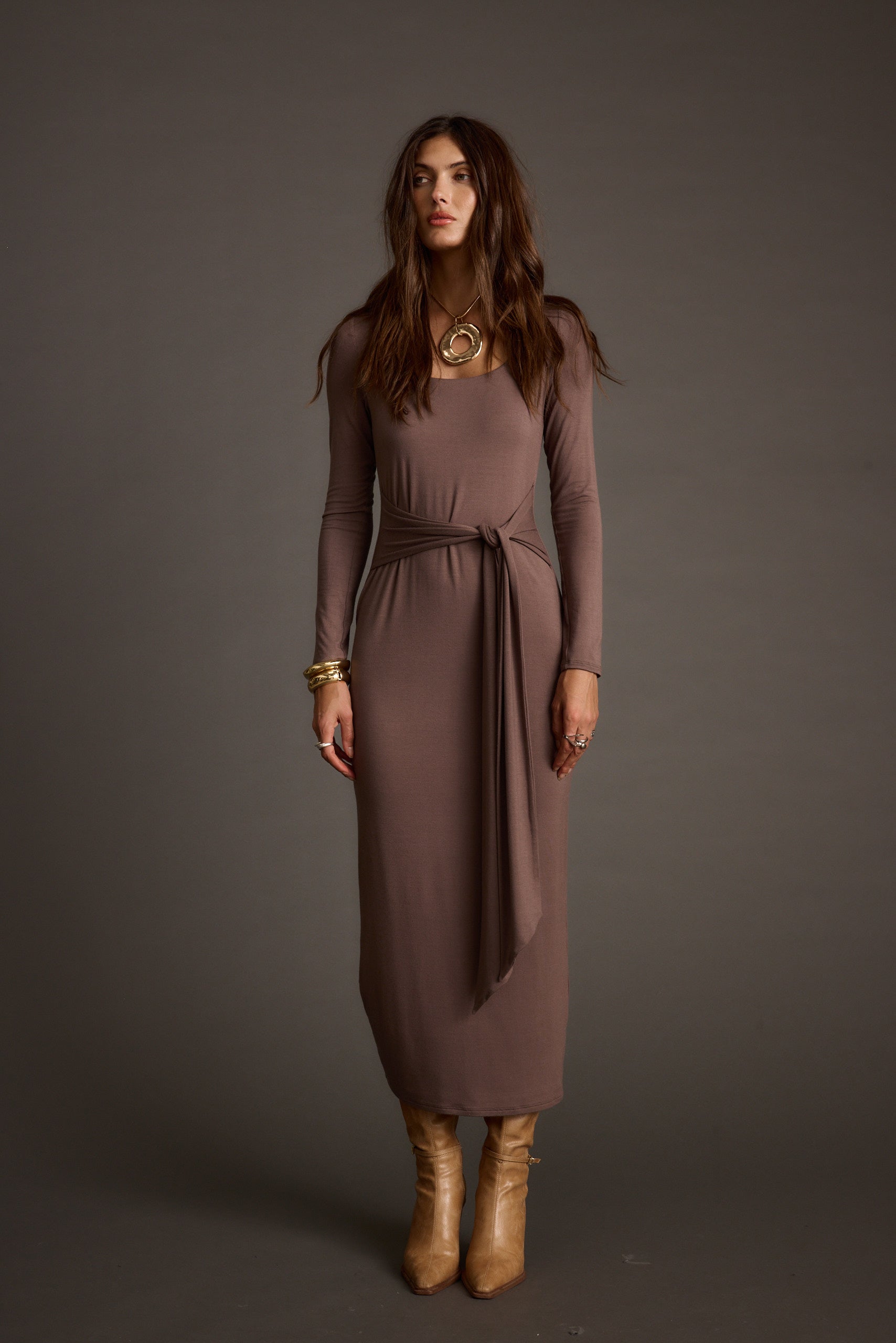 Giavana Dark Taupe Maxi Dress