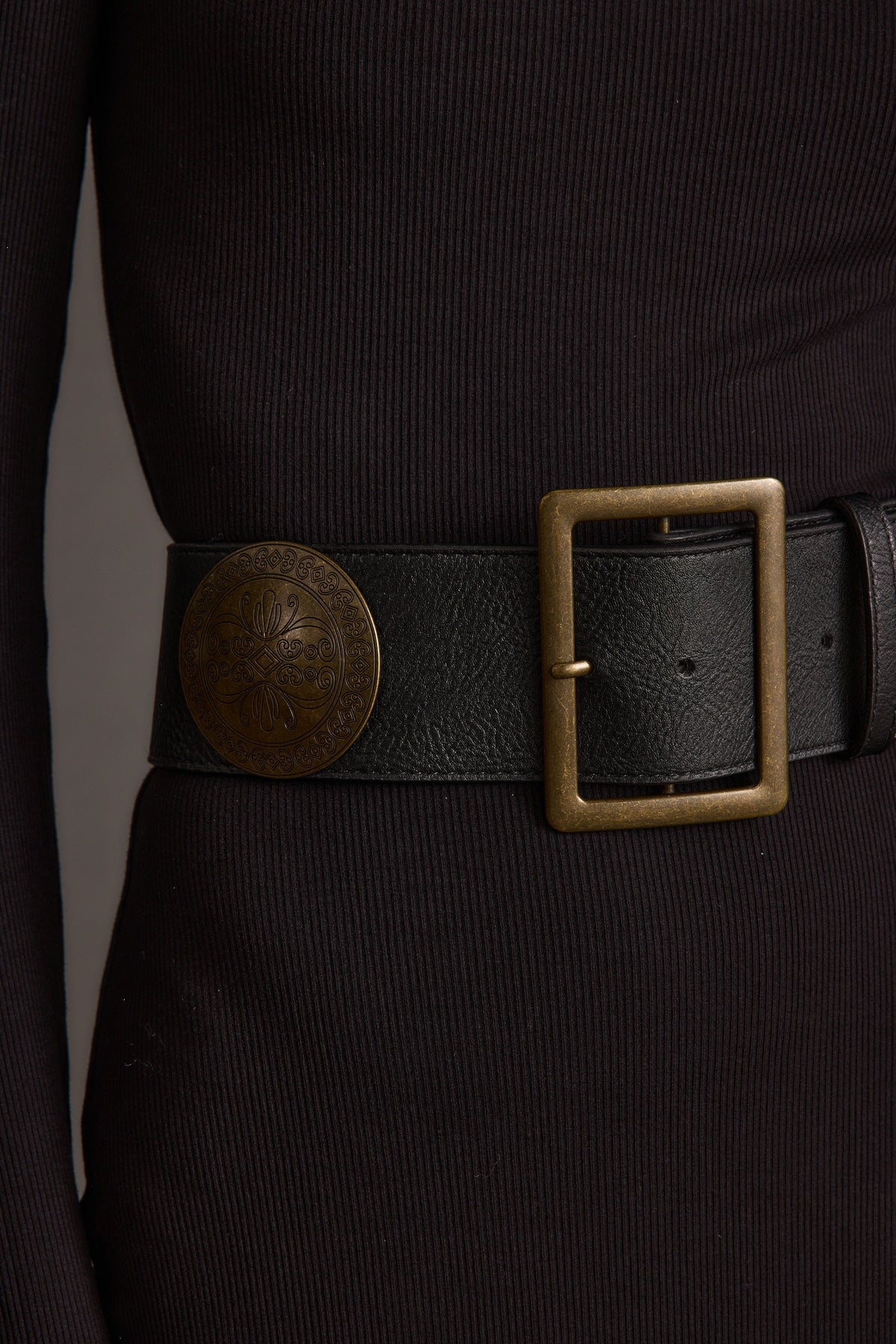 Greenwich Black Medallion Statement Belt