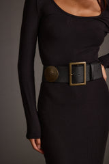 Greenwich Black Medallion Statement Belt