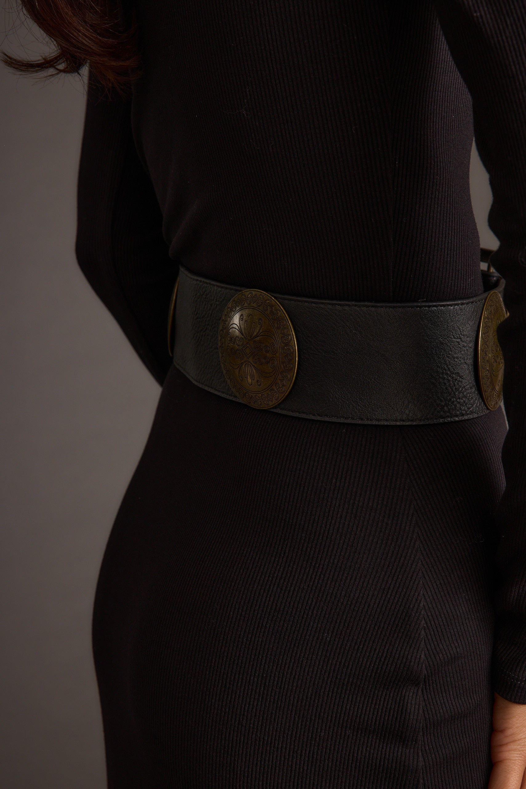 Greenwich Black Medallion Statement Belt