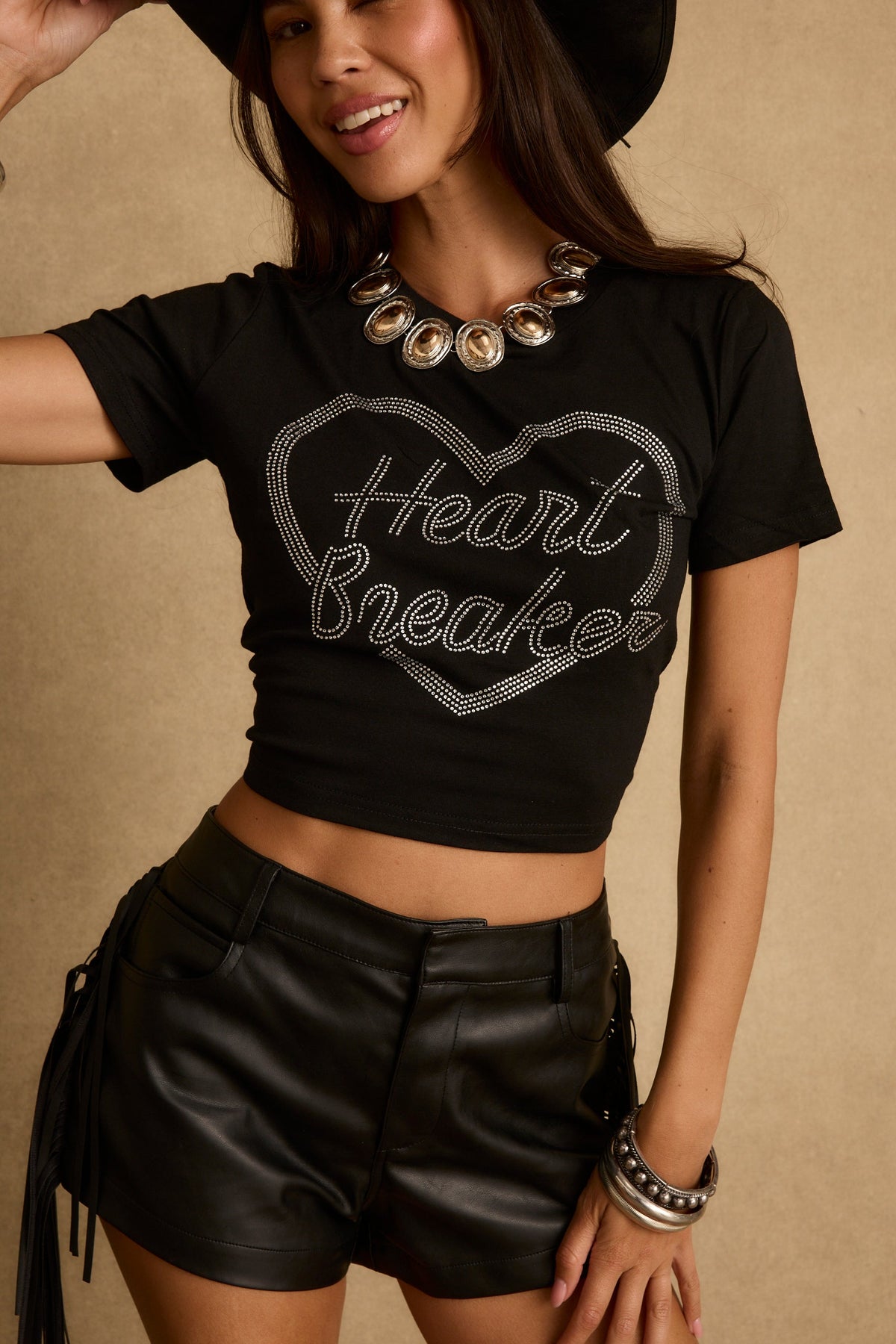 Heartbreaker Black Rhinestone Graphic Tee