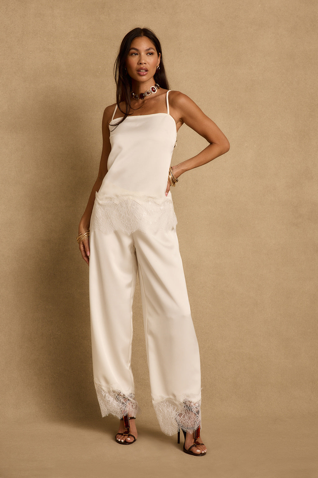 Halo Cream Satin Tank