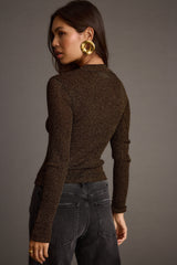 Mirage Gold Lurex Long Sleeve Top
