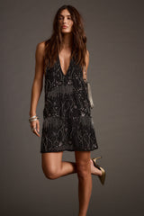 Izzie Black Beaded Mini Dress