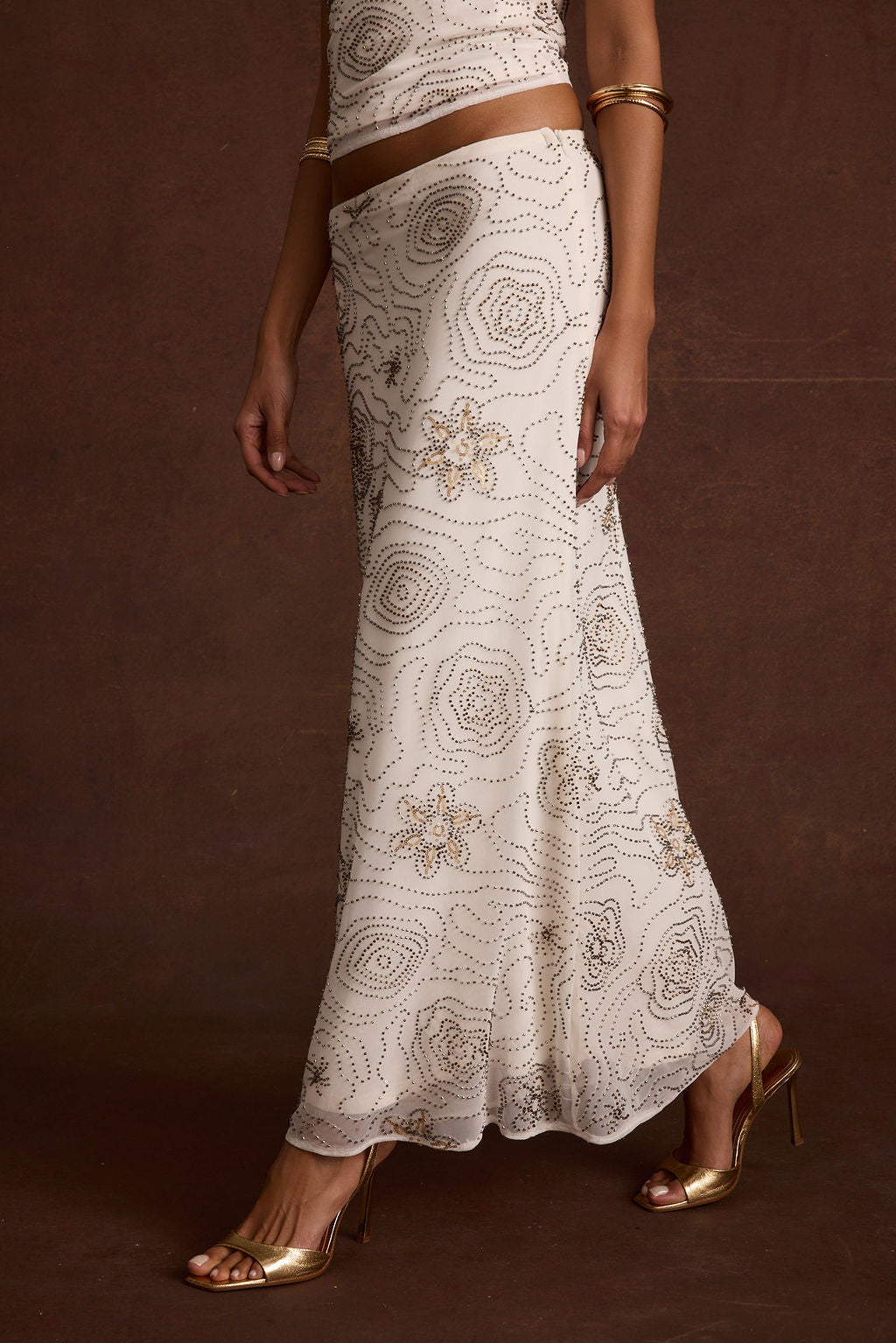 Julia White Beaded Maxi Skirt