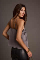 Jada Slate Satin Halter Top