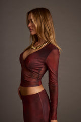 Janie Mulberry Blur Mesh Top