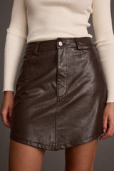 Kenna Brown Vegan Leather Mini Skirt