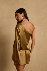 Kiki Olive One Shoulder Micro Mini Dress