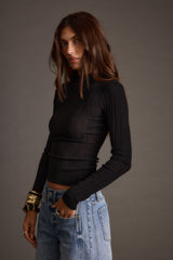 Klara Black Semi-Sheer Top