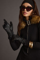 After Hours Black Vegan Leather Gloves