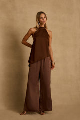 Linden Mocha Asymmetrical Halter Top