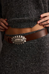Lodge Brown and Silver Statement Belt