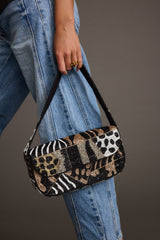 Lucy Black Beaded Animal Printed Bag