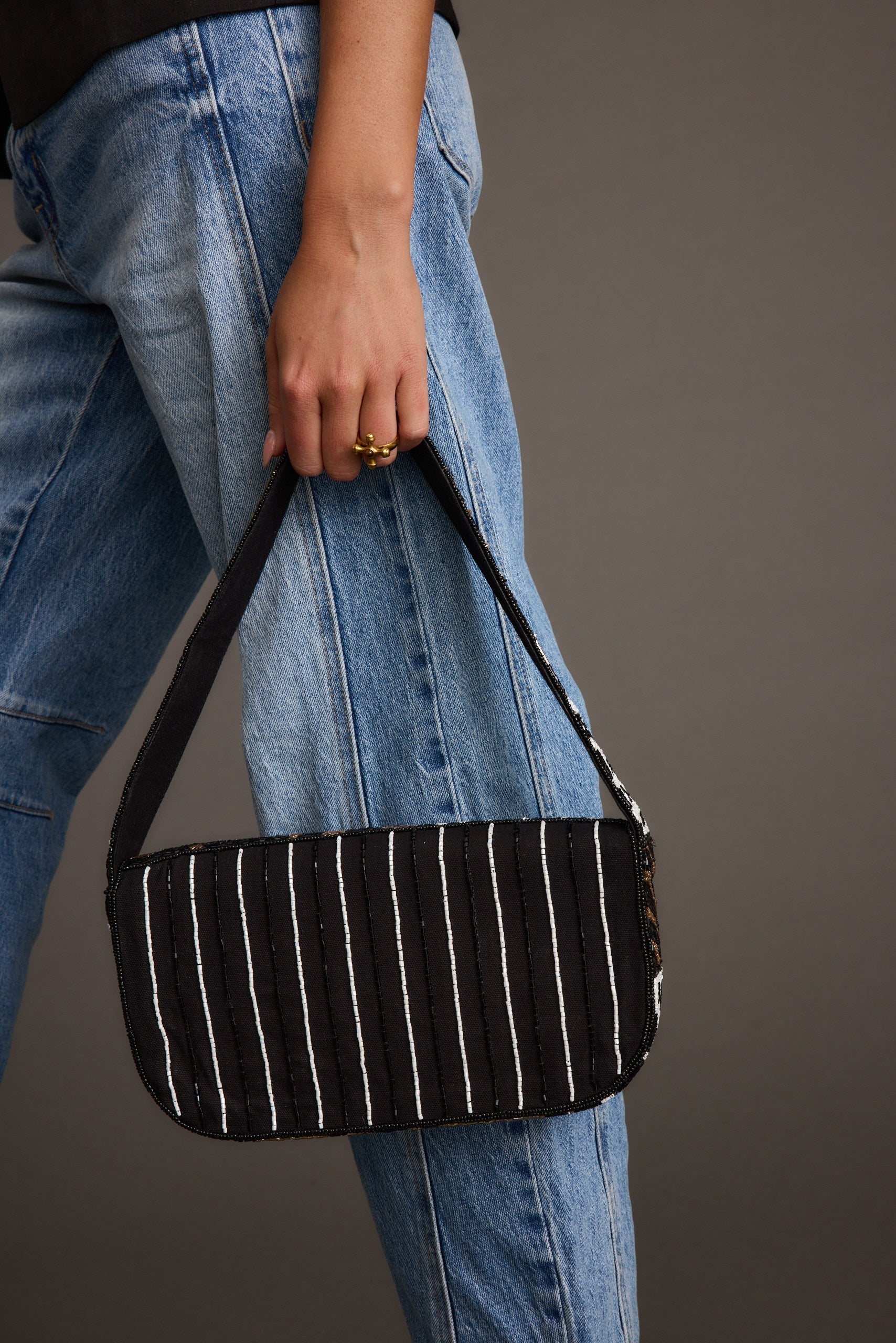 Lucy Black Beaded Animal Printed Bag