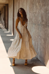 Lorena Striped Linen Maxi Dress