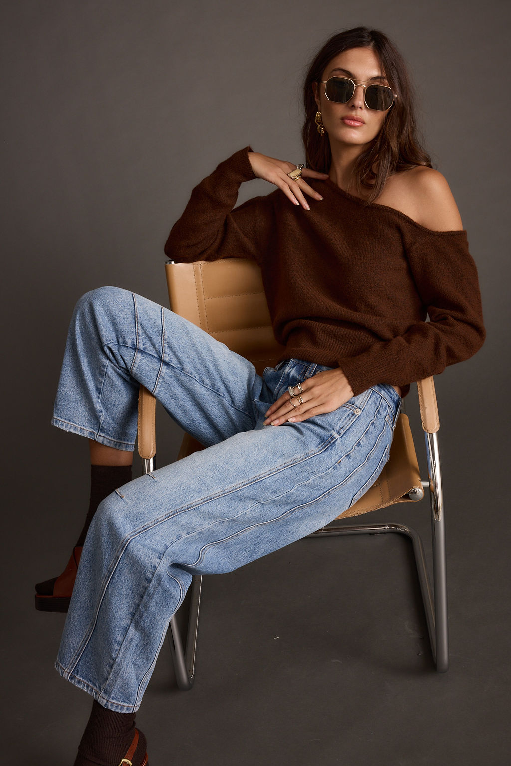 Margot Cinnamon Asymmetrical Sweater