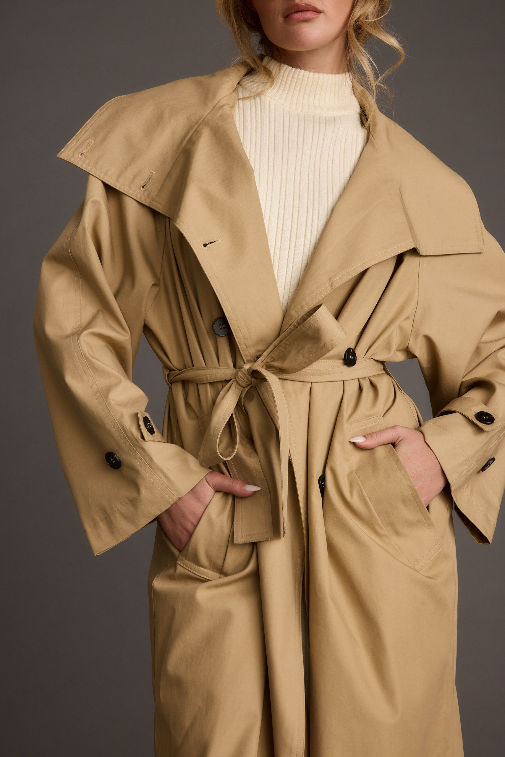 Kate Midi Dress + Moss Trench Coat