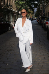 Madison White Satin Trousers
