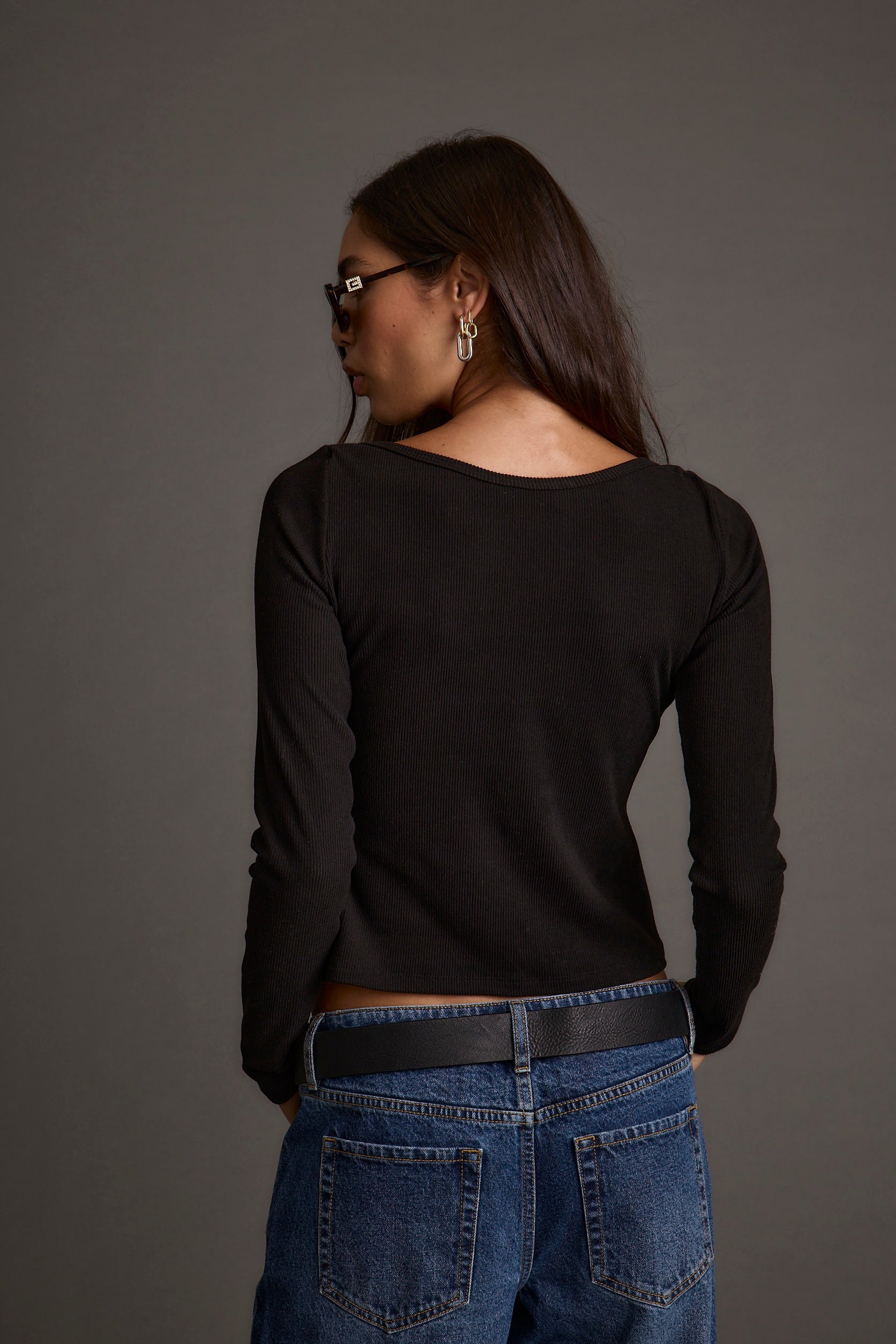 Matti Black Boat Neck Top