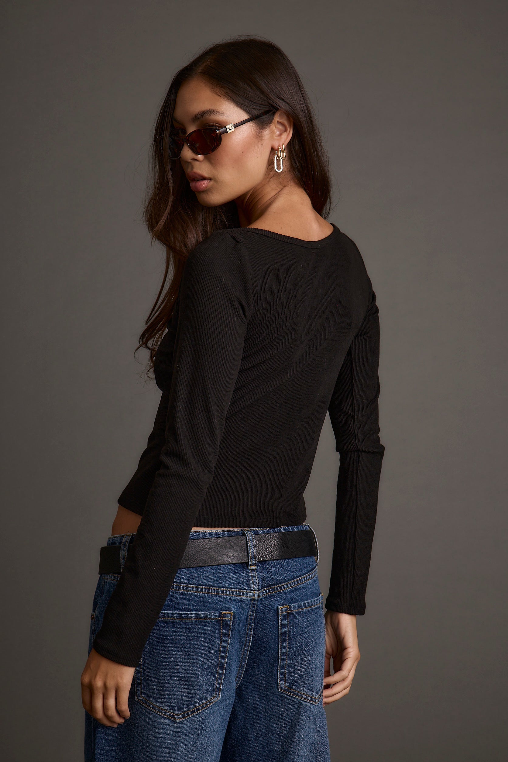 Matti Black Boat Neck Top