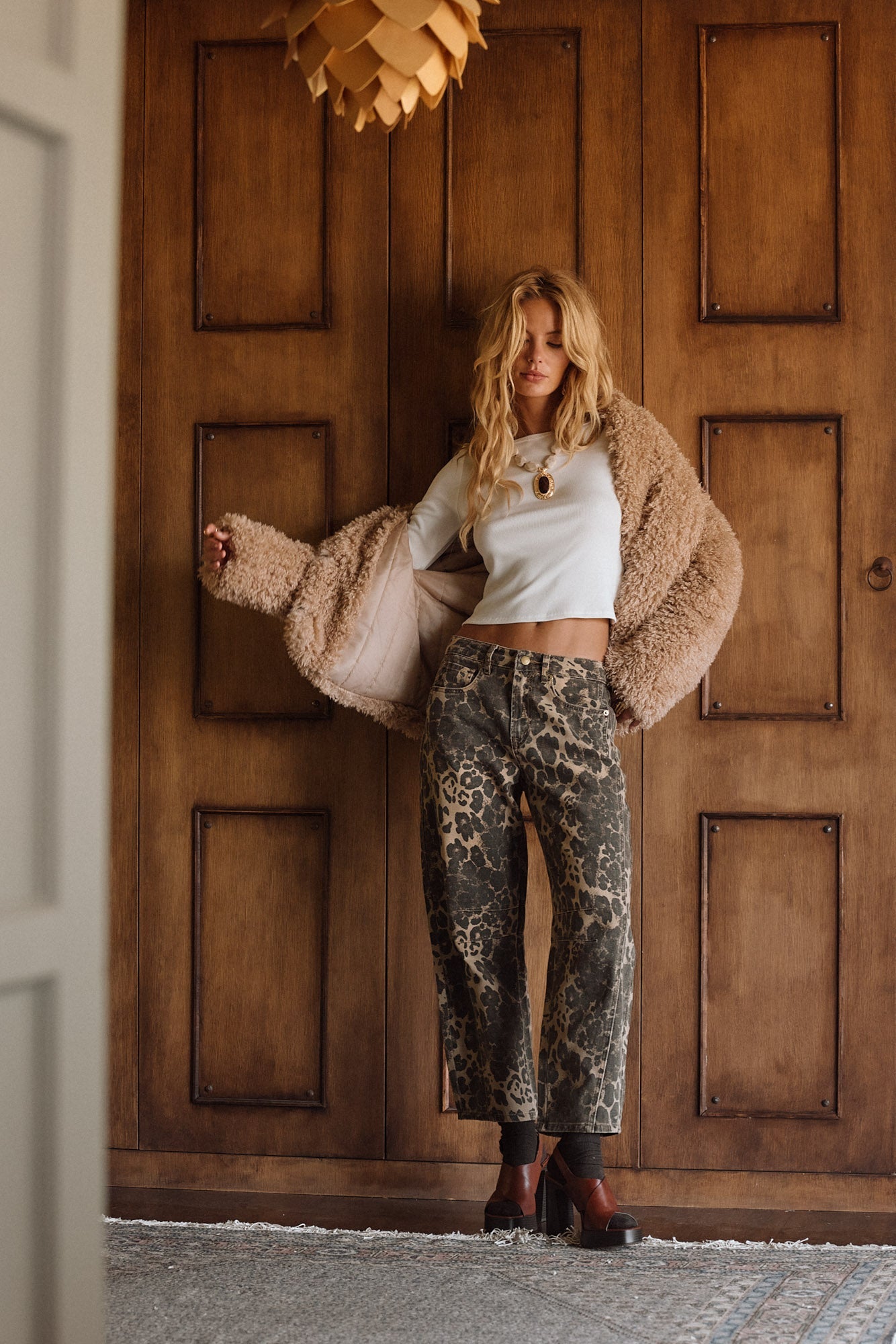 Suki Camel Shearling Coat