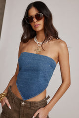 Niko Denim Strapless Top