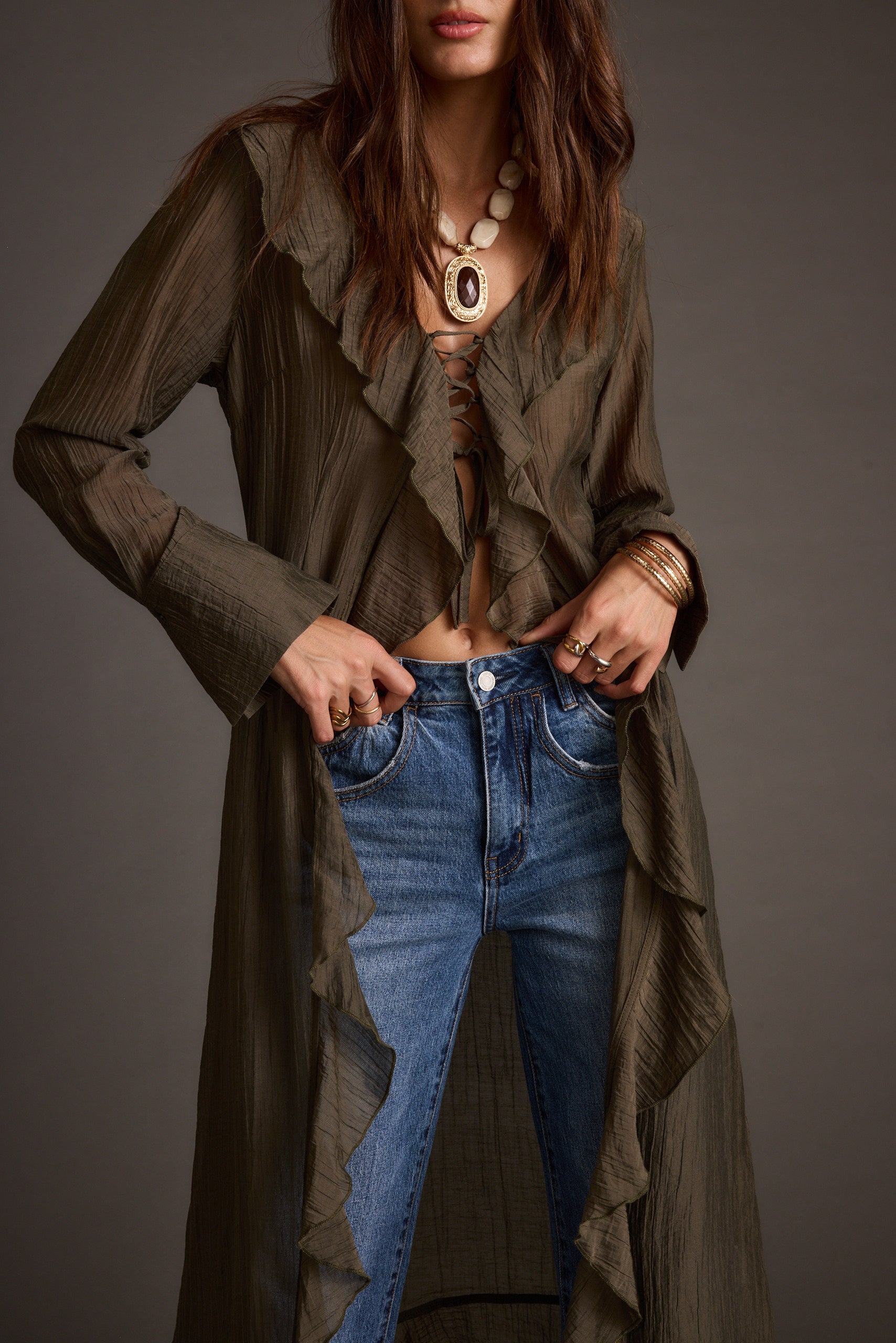 Naomi Olive Longline Top