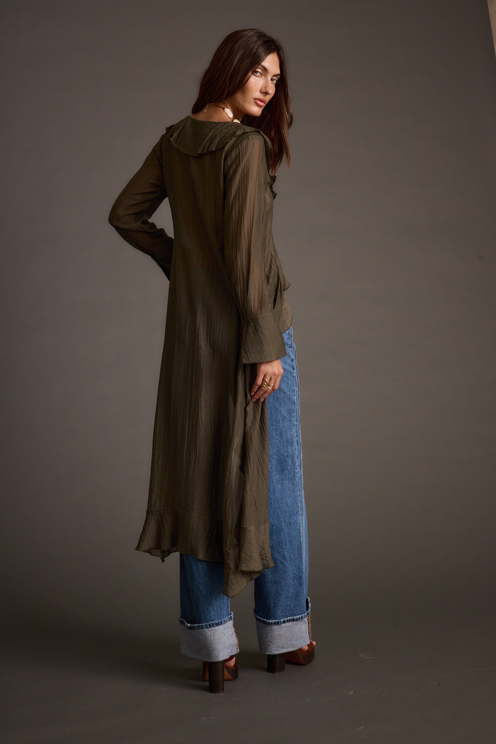 Naomi Olive Longline Top