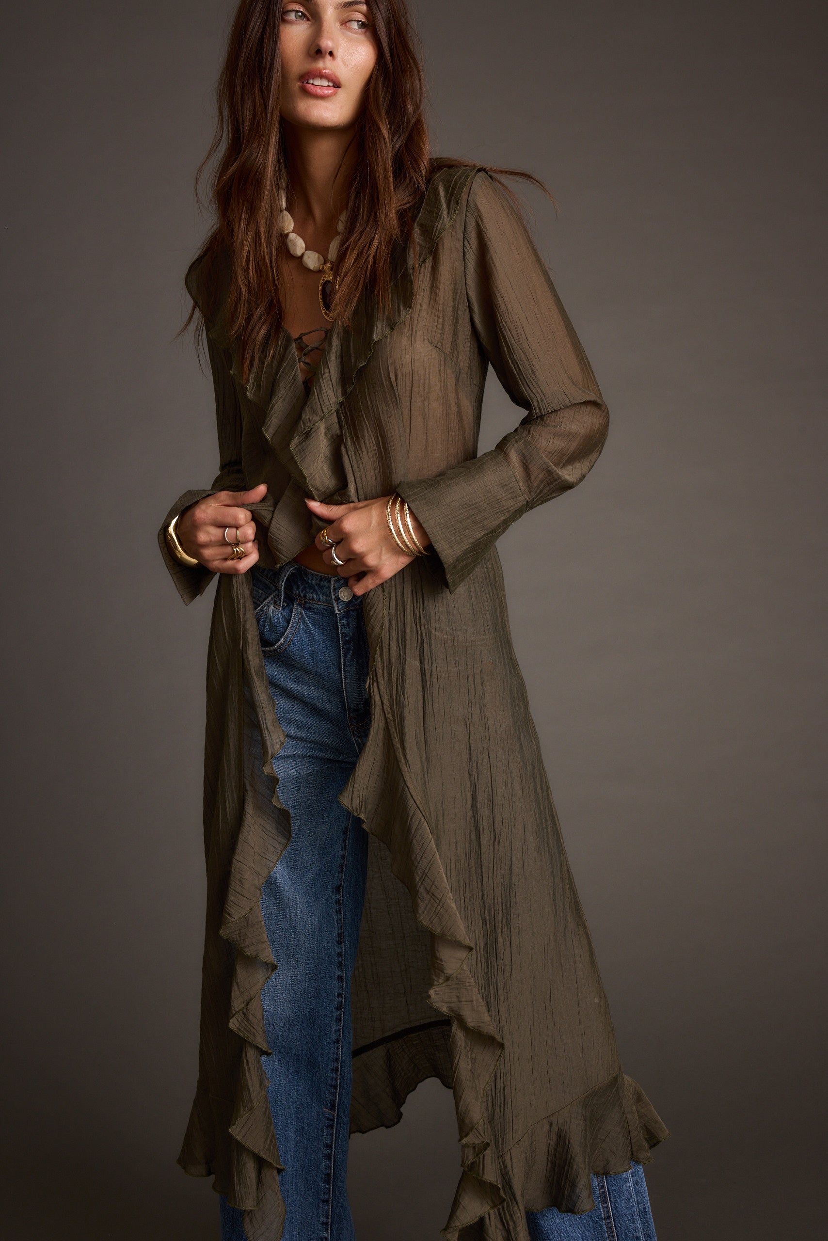 Naomi Olive Longline Top