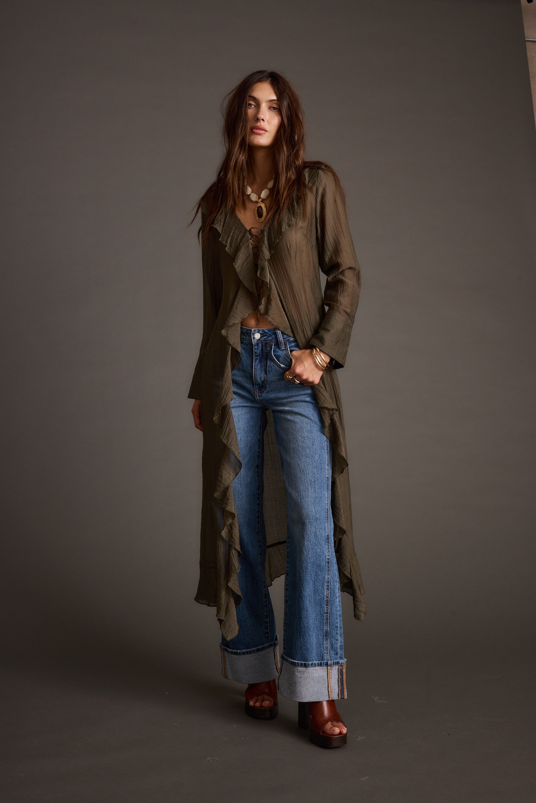 Naomi Olive Longline Top